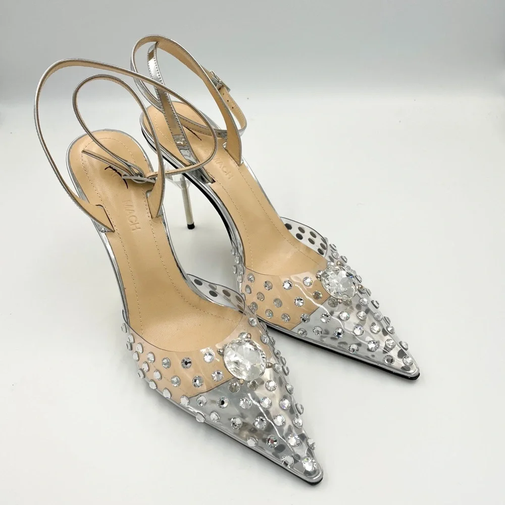 MACH & MACH Double Diamond Metallic Leather And PVC Pumps - Picture 6 of 10